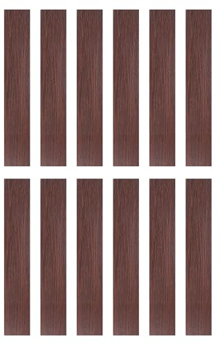 sourcing map 12pcs Peel and Stick Floor Tile 36 x 6 Self Adhesive PVC Wood Grain Flooring Waterproof Rosewood Style Plank Flooring for Bedroom Living Room, Red