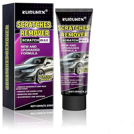 KUIRUNRX® Rimuovi Graffi Auto, Crema per La Cura Della Vernice, Lucidante Professionale per Auto, Polish Rimuovi Graffi, Opacità e Righe Della Carrozzeria, Adatto a vari tipi di vernice (120g)