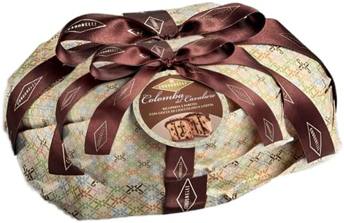 Condorelli Colomba del Cavaliere Senza Scorze d'Agrumi Candite e Glassatura, Ricoperta di Cioccolato, Farcita con Crema alla Gianduia, con Gocce di Cioccolato e Uva Sultanina 1kg (Pasqua 2025)