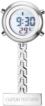 JewelryWe Krankenschwesteruhr Digitale Taschenuhr mit Clip, Elektronische Digitaluhr Multifunktionale Ärzte Krankenschwester Uhr Arbeitsuhr mit Kalender, Alarm, Stoppuhr