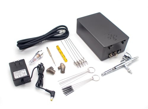 Toplionace Mini Compresor de Aerógrafo Ultrasilencioso - Herramienta Profesional para Pintar Maquetas 7 Niveles de Presión Ajustables