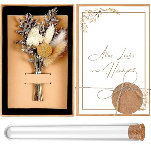 Geldgeschenk Hochzeit,Hochzeitsgeschenke für Brautpaar,Geburtstag Geldgeschenk,Inklusive Getrocknete Blumen Besondere Hochzeitskarte Reagenzglas,für Brautpaar Flitterwochen Geschenk