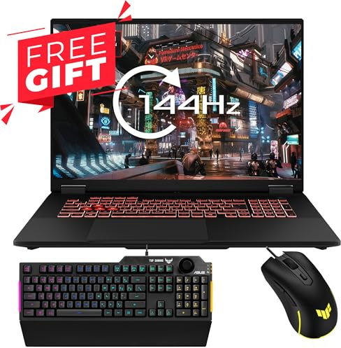 ASUS TUF Gaming A18 18-inch FHD+ 144Hz Gaming Laptop (AMD Ryzen 7 260, 32GB DDR5 RAM, 1TB SSD, NVIDIA GeForce RTX 5060 8GB GDDR7, Windows 11 Home) FREE TUF K1 RGB Keyboard & M3 II Mouse Bundle