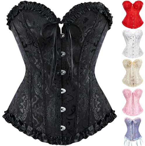 KILOXYEFRO Corsage Damen Corset Korsett schwarz weißes Corsage Halloween kostüm Damen sexy Gothic corsagenkleid Damen corsagenkleid Gothic Oberteil Black swan Costume