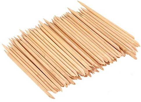 100 palitos para quitar cutículas de uñas, palillos de madera para manicura, herramienta de doble cabeza