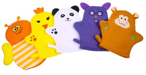 DECOMELODY 5 pièces de Bain Garçon Fille Motif Fruits Mignons de Doux pour Garçon Fille Massage et Nettoyage Peau Sensible