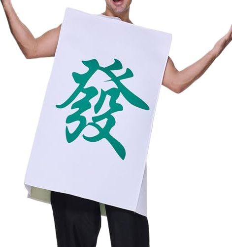 Costumes d'Halloween pour Adultes | Costume de Mahjong Chinois pour Déguisement | Tenue Drôle de Farce pour Femmes et Hommes Maison Cosplay Événement Rassemblement Fêtes | Performance sur Scène