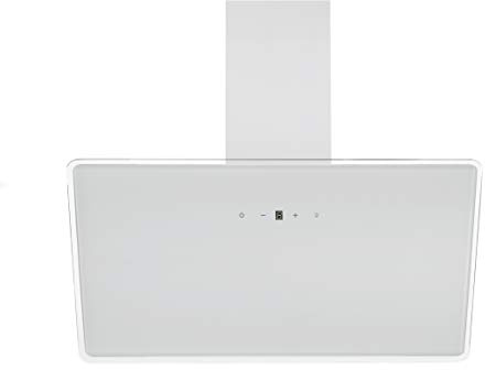 Respekta Dunstabzugshaube in weiß mit transparentem Rand CH112090W / Kopffreie Schräghaube 90 cm/Energieeffizienzklasse A++ / Abluft - und Umluftfunktion/Luftstrom max. 490,6 m³/h / 39–61 dB
