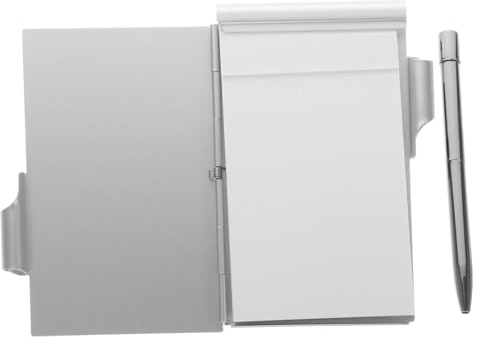 ABOOFAN Kleiner Metall notizblock mit Stift Abreißbare Notizzettel Kompakter Aluminium notizhalter für To do listen Praktischer Mini pocket notepad für Büro Schule und Zuhause