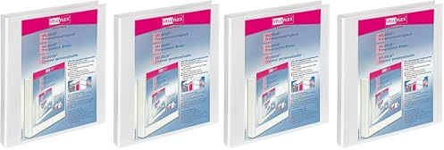 VELOFLEX 1143198-2 - Bundle Präsentationsringbuch VELODUR, 2 Stück, Ringordner DIN A4, 4-Ringmechanik, Ringbuch weiß (Packung mit 2)