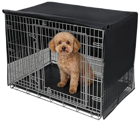 Hunde-Zwingerabdeckung Atmungsaktiv Wasserdicht Oxford-Stoff | Käfigabdeckung Zubehör für kleine mittelgroße Hunde, Zuhause Wohnung, Innen Außen, Ruhe Privatsphäre
