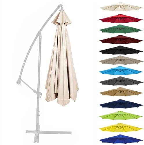 Generico Baldacchino di Ricambio Ombrelloni 2,0M 2,70M 3,0M (6/8 Stecche) - Tela di Ricambio Copertura per Ombrellone UV50+ - Facile da Cambiare, 10+ Colori(Beige,3.0m 6 Ribs)