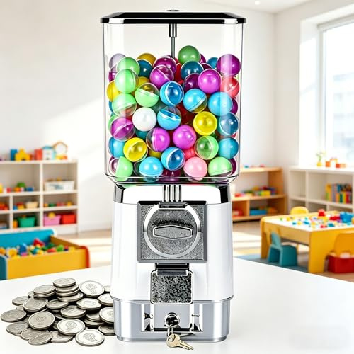 Kapselautomat, Godisautomat, PS-Studsbollsspridare, Kapacitet för 220 Stycken 32mm/1,26 tum Gacha-bollar, Myntdriven Tuggummibank för Hemmet eller Spelbutiker white