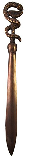 Wilde Brieföffner Asklepium Symbol Apotheker 20 cm Bronze