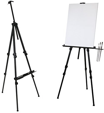 Paintersisters Rio XL Aluminium Staffelei 72-209 cm groß, faltbar | Leichte XL Feldstaffelei 1,4 kg, höhenverstellbar, inkl. Tasche, bis 12 kg Tragkraft, für Keilrahmen bis 150cm