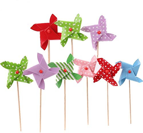TOYMYTOY 18 stücke Windmühle Kuchen Topper Mini Pinwheel Cupcake Picks Geburtstag Party Kuchen Dekoration