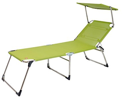 Jan Kurtz Sonnenliege Gartenliege Amigo Fourty Sun mit Dach Extra Hoch, 42 cm, Farbe:Silbergrau