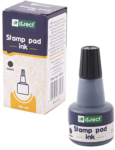 D.RECT Tinta para sellos, 30 ml, color negro