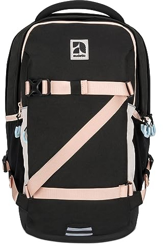 Audetic Schulrucksack Mädchen Teenager Schwarz Rosa - Cosmo - Schulranzen für Klasse 5 - Ergonomische Schultasche mit vielen Fächern für Schule & Freizeit - Wasserabweisend