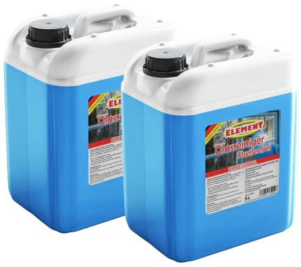 Element Glasreiniger 2 x 5 Liter anwendungsfertiger Glasreiniger für verglaste Flächen, Spiegel und Kacheln,Scheibenreiniger Fensterreiniger Fensterputz