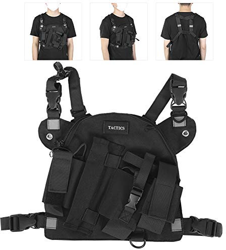 Plyisty Männer Frauen Brust Rig Bag, Taktik Outdoor Weste Brust Rig Pack Hüfttasche Chest Rig, Brust Front Pack Tasche Outdoor Schulter Tasche(Schwarz)