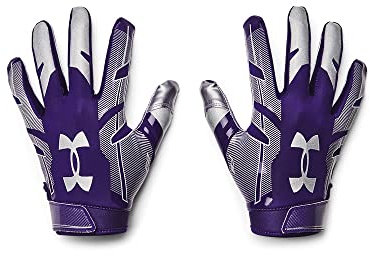 Under Armour Men's F8 Football Gloves , Purple (500)/Metallic Silver , Large