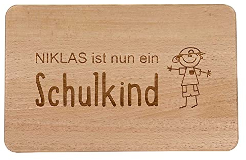 Frühstücksbrett Brotbrett fürs Schulkind zum Schulanfang (mit Name Junge)