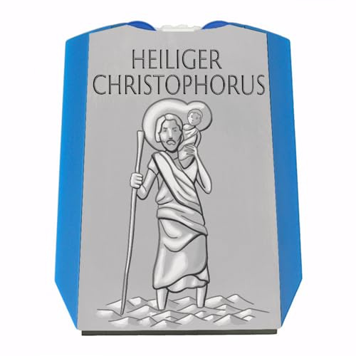 speecheese Heiliger Christophorus - HC Silber Parkscheibe mit 2 Einkaufswagenchips Parkuhr mit Schutzpatron als Geschenk für Fahranfänger damit man Immer sicher Fahren kann und keinen Unfall