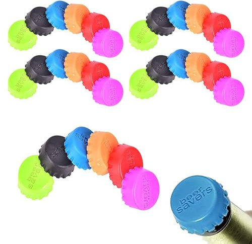 PMELCXD Bottle Cap Silicone 30 PCS Silicone Bottle Caps Beer Savers Lids Reusable Rubber Beer Caps Saver Colorful Bottle Stopper for Home Brewing Beer Kitchen Gadgets