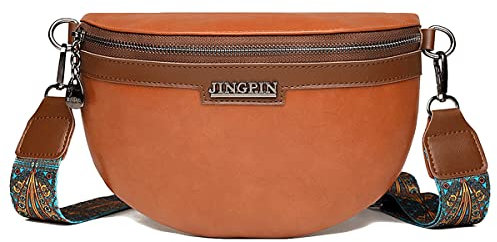 A-QMZL Umhängetasche Damen Klein Crossbody Bag Damen Breiter Gurt Bauchtasche Leder Geldbörse Mode Bauchtasche Umhängetasche Abnehmbar Schultergurt (braun)