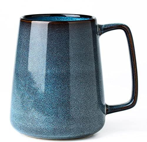 masoline 24 oz Large Ceramic Coffee mugs, Extra Large Tea and Coffee Cups, Large Handle Design, Big Coffee Mug for Office and Home, Microwave and Diahwasher Safe. (24 oz blue)