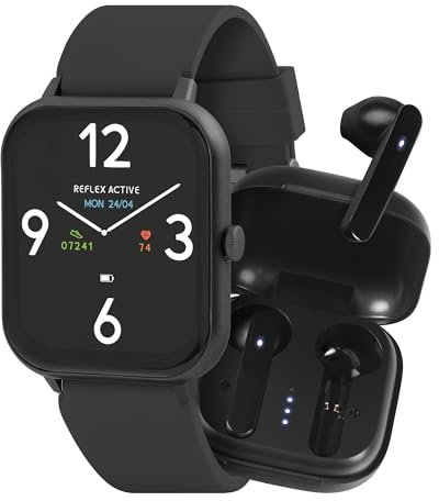 Reflex Active Series 17 Black Strap Smart Watch and True Wireless Sound Earbud Set