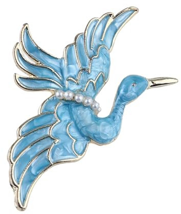Tier-Brosche, Blaue Emaille, Tropfende Perle, Kranich-Corsage, Strickjacke, Seidenschal-Knopf, Kleid-Accessoires, Schmuck, Boutonniere-Corsage Für Hut, Tasche, Anzug, Krawatte, Hochzeit, Geburtstag,