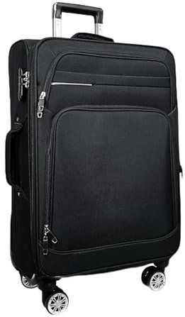 MY TRAVEL BAG Stoff Reisekoffer Trolley Erweiterbar mit Zwillingsrollen (M/L/XL/XXL oder 4er Set) Weichgepäck (Schwarz, Großer Koffer (75cm))