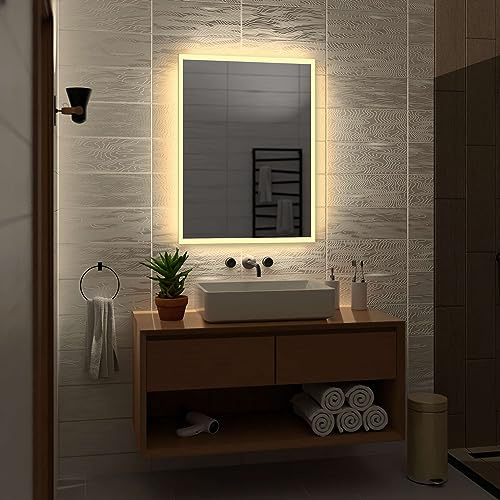 Alasta Boston Badezimmer Spiegel mit Beleuchtung 60x100 cm WarmWeiß LED Badspiegel Wandspiegel Badezimmerspiegel mit Beleuchtung Spiegel mit Licht Rechteckspiegel