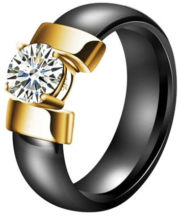 Mesnt Verlobungsringe, Mode Keramik Ring mit runden klaren kubischen Zirkonias für Unisex