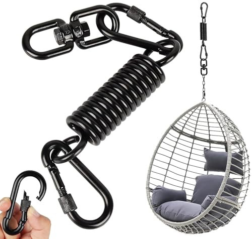 Huanmin Molla oscillante per poltrona sospesa, con 2 moschettoni e gancio girevole a 360°, moschettone, portata fino a 250 kg, molla di sospensione per sacco da boxe, hammock, yoga
