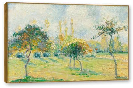 NHLDZYH Teakholzrahmen - Impressionismus Poster, Kunstdrucke Poster Berühmte Maler, (Apfelbäume) Landschaft Bilder Leinwand, Wandbilder Wohnzimmer Moderne 80x120cm