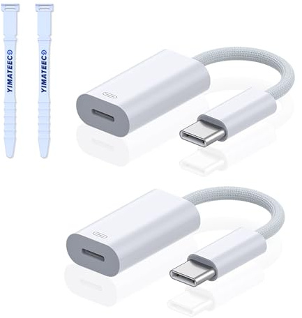 YIMATEECO Lightning auf USB C Adapter, Lightning Buchse zu USB C Stecker Adapterkabel Unterstützt Schnellladung & Datenübertragung für iPhone 15-Serie, iPad Pro, Galaxy (Weiß, 2 Stü, Nicht für Audio)