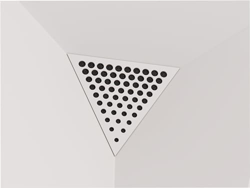 2er-Pack – Akustik-Eck-Decken-Bassfalle „Dreieck“ | Schallabsorbierender Akustikschaum mit perforierter, laminierter HDF-Platte für Diffusion | Seite: 42 cm | Farbe: [ROUNDS | Weiß]