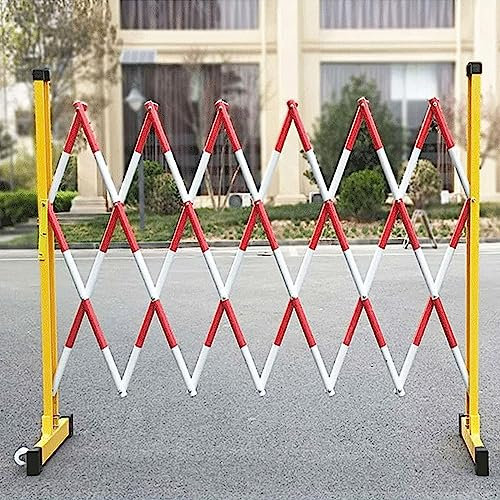 Tragbare Absperrung, zusammenklappbare Absperrung, mobiler ausziehbarer Zaun, mobiler einziehbarer Zaun mit Rädern (gelb, 1,2 x 4 m)