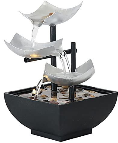 Abridor De Botes De Adornos de agua que fluye Artesanía de escritorio Oficina Adornos de Feng Shui Brochas Maquillaje Cristal (Black, B)
