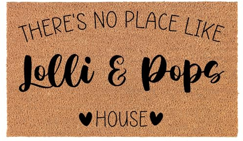 Welcome Doormat Coco Coir Door Mat Gift Lolli & Pop's Hearts Grandparents Gift (24 x 16)