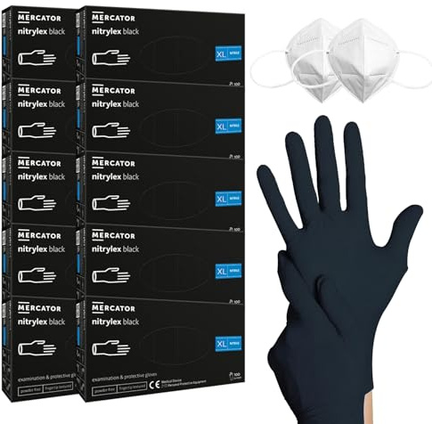 HansaGT Medical 1000 Stück Schwarz XL EinweghandschuheNitrilhandschuhe puderfrei, Handschuhe Einweg latexfrei, strapazierfähige reißfeste Gummihandschuhe, Einweghandschuhe