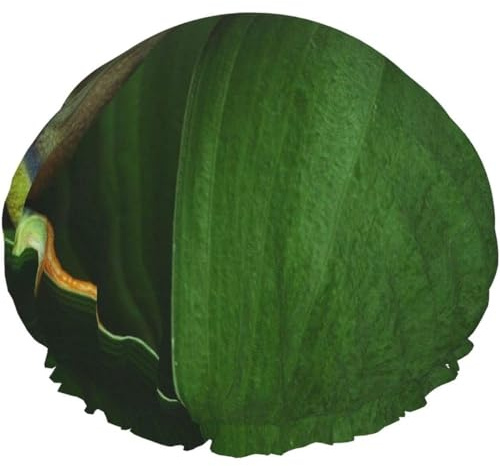 Duschhaube,Rotäugiger Frosch mit großen Blättern, Wilde Natur, Doppelte wasserdichte Badehaube,Elastische wiederverwendbare Duschhaube,Badehauben, Nachthaube