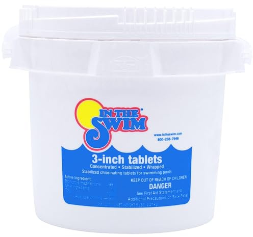 In The Swim 3 Inch Stabilized Chlorine Tablets for Sanitizing Swimming Pools - Individually Wrapped, Slow Dissolving - 90% Available Chlorine - Tri-Chlor - 5 Pounds