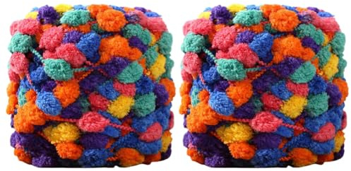 2 Rolle Puffy Color Baby Deckengarn, Grobe Wolle Deckengarn Stricken Handstrickgarn Strickgarn Häkeln Pom-pom-garn Handgestricktes Garn Gehäkeltes Schal Kissen Überwurf Decke Pullover