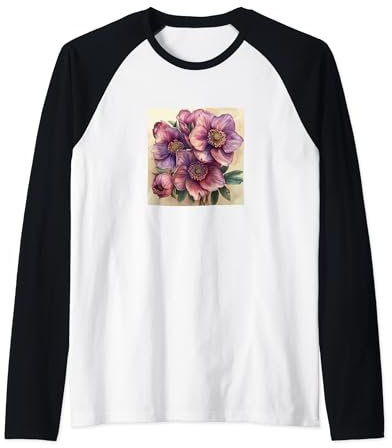 Hellebore Bouquet floral Couleurs pastel Graphique Manche Raglan