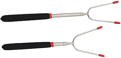 KONTONTY 2St teleskopische grillgabel Grillzubehör Röstzubehör Wurstgabeln Fleischgabeln Smores-Sticks familienkonferenz grillspieß Grill-Röststab Grillgabel aus Edelstahl Rostfreier Stahl