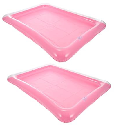 BESTonZON Portavasos De Piscina Inflable y Soporte Inflable para Bandeja De Servir Hielo, Tamaño Mediano, PVC Resistente, Color Rosa, Adecuado para Fiestas La Piscina y Picnics, 2 Piezas